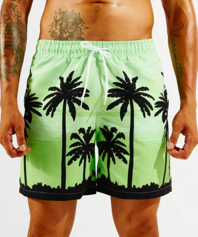 Short de Playa con Estampado de Palmeras 🌴🏖️