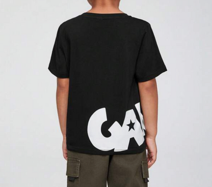 Camiseta Negra Casual para Niño con Estampado de Letras ⚡🖤