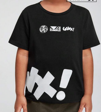 Camiseta Negra Casual para Niño con Estampado de Letras ⚡🖤