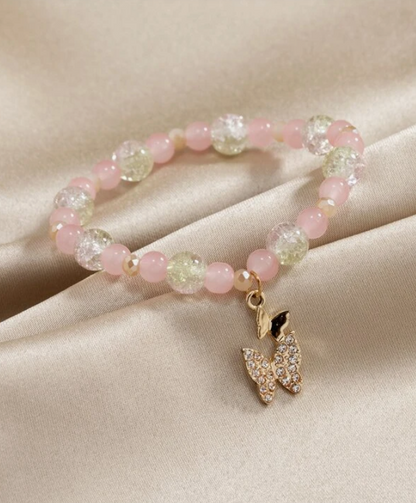 Pulsera de Cuentas con Mariposa y Diamantes de Imitación ✨