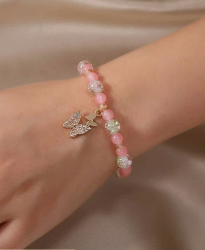 Pulsera de Cuentas con Mariposa y Diamantes de Imitación ✨