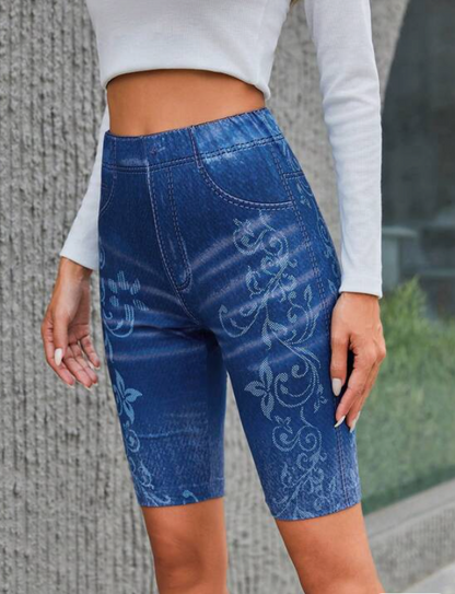 Shorts Tipo Biker con Estampado Imitación Denim ✨