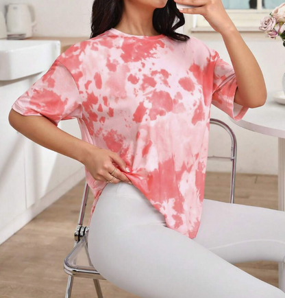 ☁️ Camiseta Tie-Dye Oversized Rosa