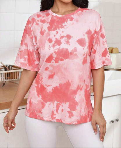 ☁️ Camiseta Tie-Dye Oversized Rosa