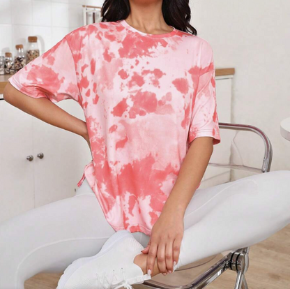 ☁️ Camiseta Tie-Dye Oversized Rosa