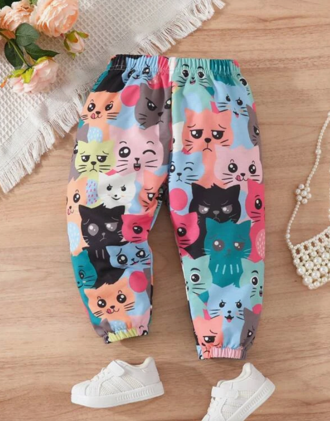 Pantalón Estampado de Dibujos Animados Multicolor para Niños y Niñas