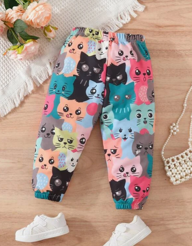 Pantalón Estampado de Dibujos Animados Multicolor para Niños y Niñas