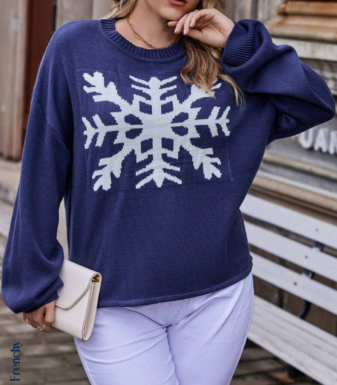 ❄️ Sweater Casual con Estampado de Copo de Nieve