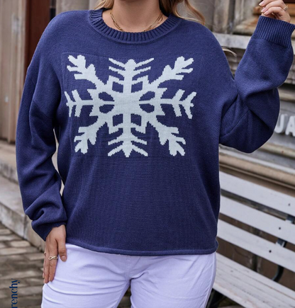 ❄️ Sweater Casual con Estampado de Copo de Nieve