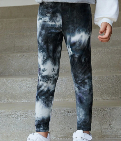 🌀 Leggings Infantiles Tie-Dye en Tonos Gris y Negro