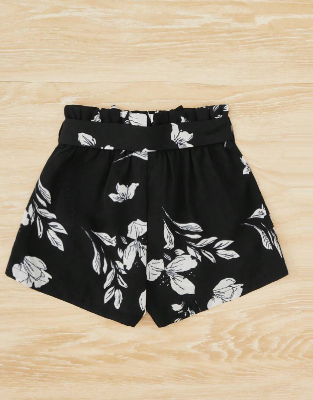🖤 Shorts Infantiles Bohemios con Cinturón – Estampado Floral