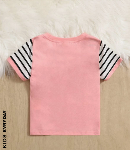 🌸 Polera Infantil Multicolor con Estampado Floral y Rayas