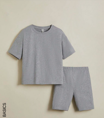 🩳👕 Set Casual de 2 Piezas – Polera + Shorts de Ciclismo