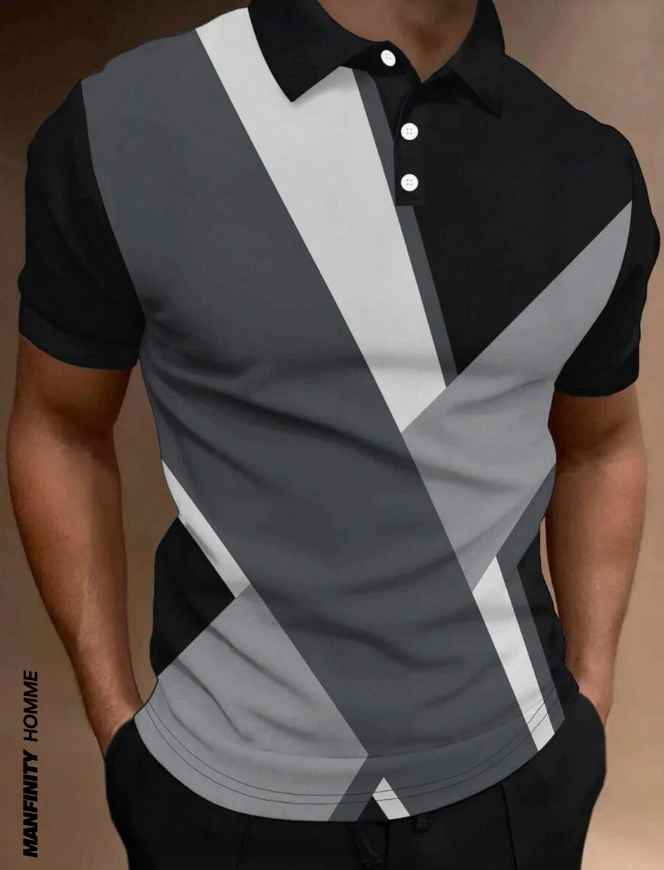 👕 Polo Casual Multicolor con Diseño Geométrico