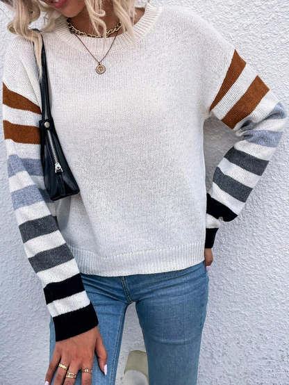 🍂 Sweater Rayado de Lana Peinada – Estilo Casual y Cómodo