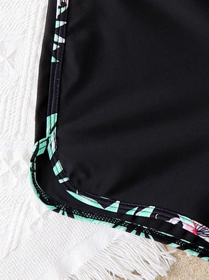 🌺 Bikini Deportivo con Estampado Tropical – 2 Piezas