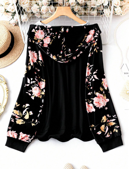 🌸 Polerón Floral con Capucha – Estilo Casual con Encanto