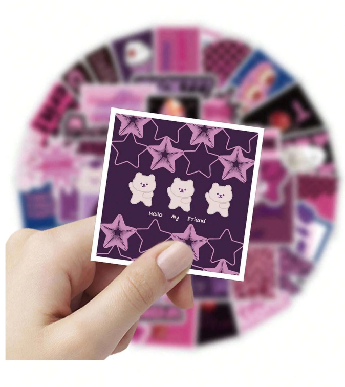 Set de Pegatinas Estilo Retro Rosado
