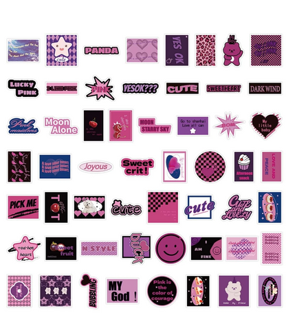 Set de Pegatinas Estilo Retro Rosado