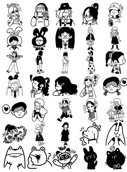 Adhesivos de Ilustraciones en Blanco y Negro