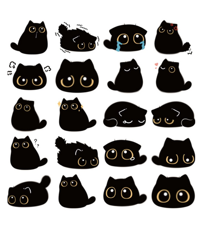 Set de Pegatinas de Gatos Negros