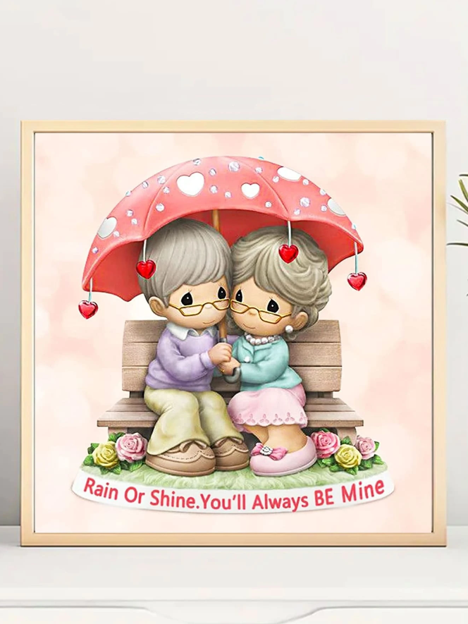 Pintura de Diamantes DIY - Pareja Bajo la Lluvia