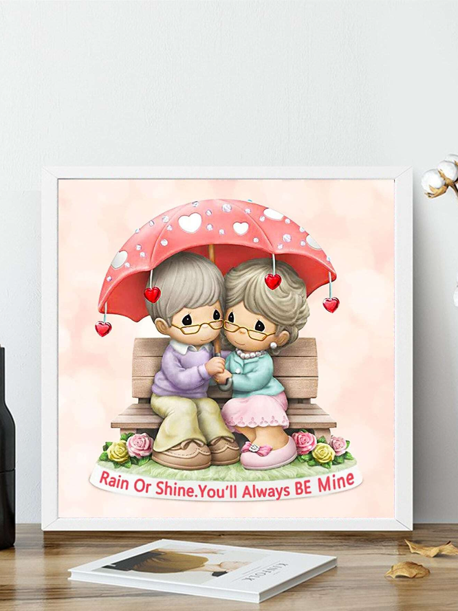 Pintura de Diamantes DIY - Pareja Bajo la Lluvia