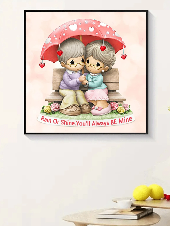 Pintura de Diamantes DIY - Pareja Bajo la Lluvia