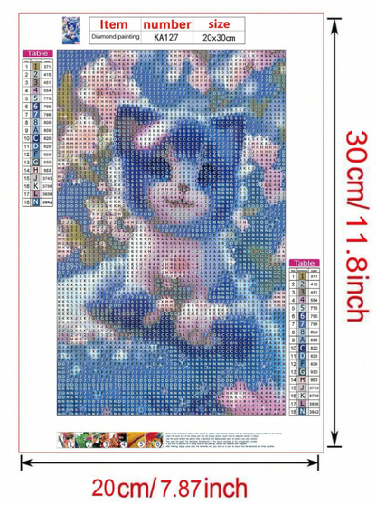 🖼✨ Pintura Diamante DIY con Diseño de Gato y Flores ✨🐱