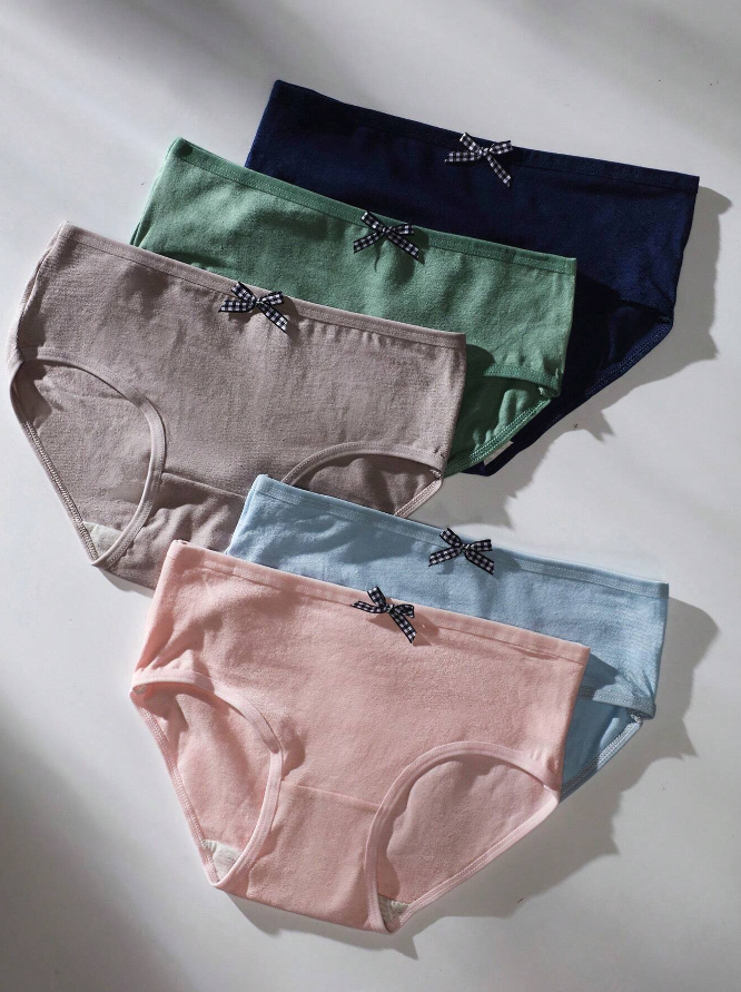 Set de 5 Bragas de Algodón con Lazo ✨
