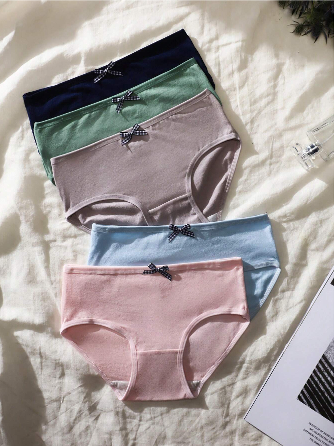 Set de 5 Bragas de Algodón con Lazo ✨