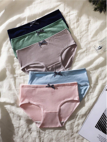 Set de 5 Bragas de Algodón con Lazo ✨