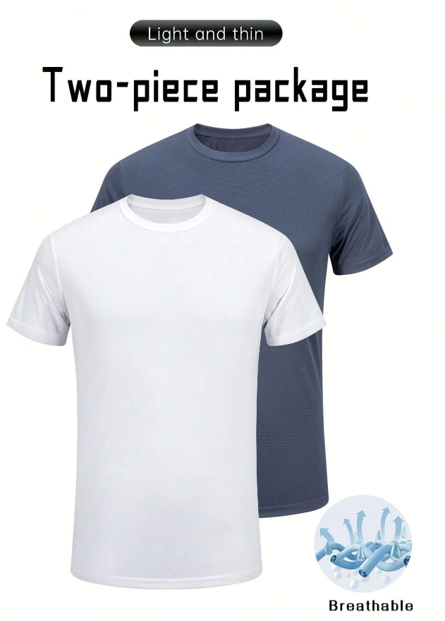 👕 Set de 2 Poleras Deportivas para Hombre – Blanco y Azul