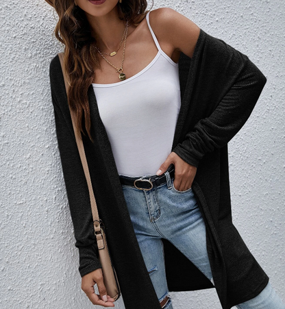 🖤 Cárdigan Casual Negro – Estilo Minimalista, Comodidad Total