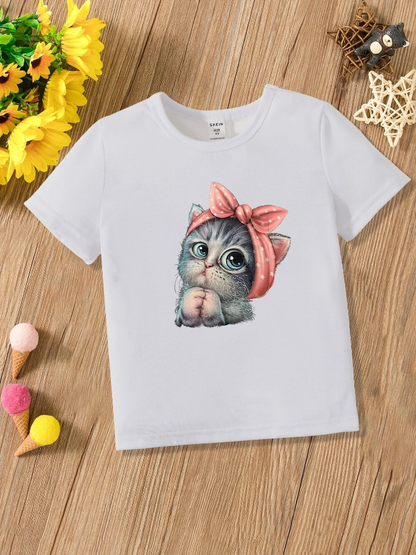 🐱 Polera Infantil Gatita con Lazo