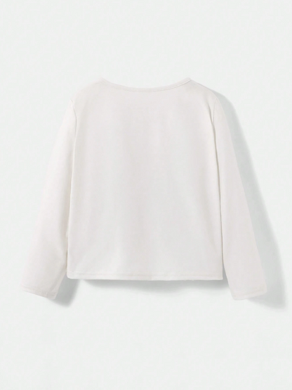 🐱 Polera Manga Larga Estampado Gatito - Blanco