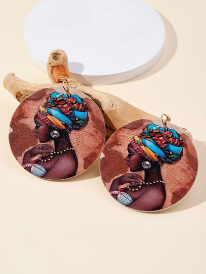 🌺 Pendientes Étnicos – Arte Impreso en Madera