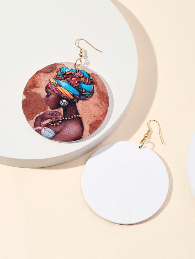 🌺 Pendientes Étnicos – Arte Impreso en Madera