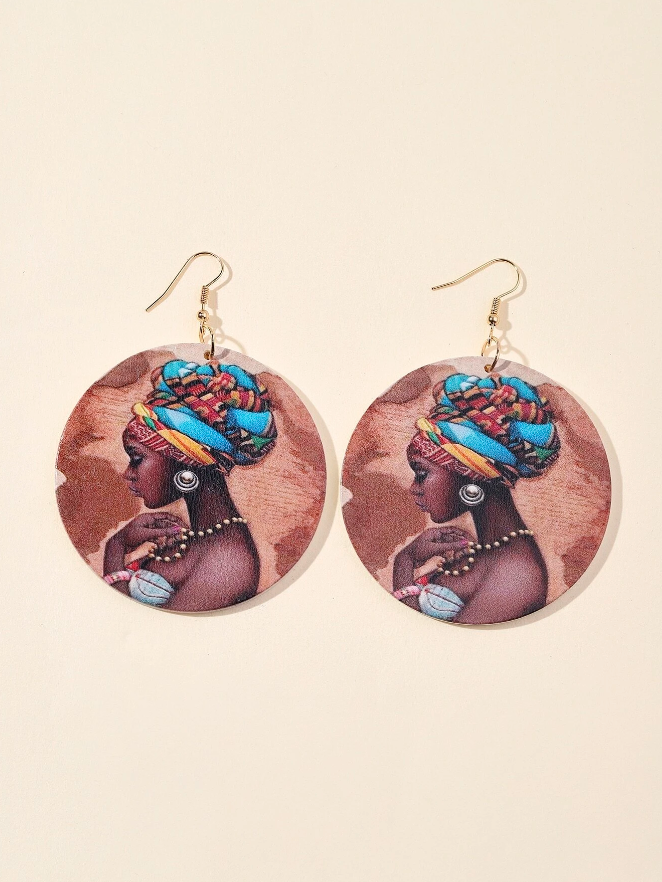 🌺 Pendientes Étnicos – Arte Impreso en Madera