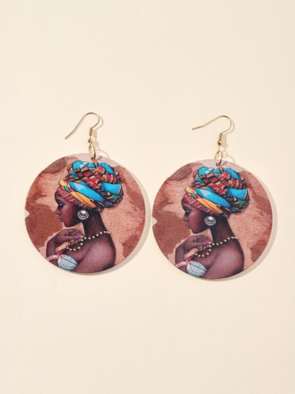 🌺 Pendientes Étnicos – Arte Impreso en Madera