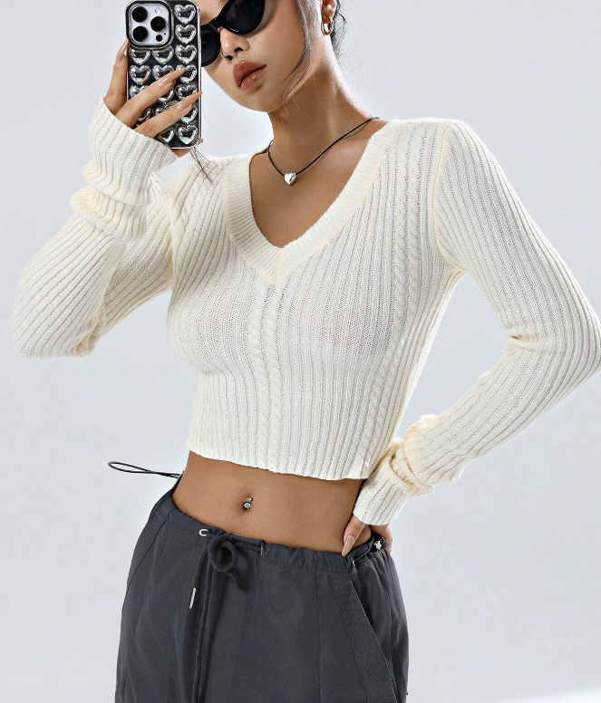 🤍 Jersey Corto de Color Sólido para Mujer