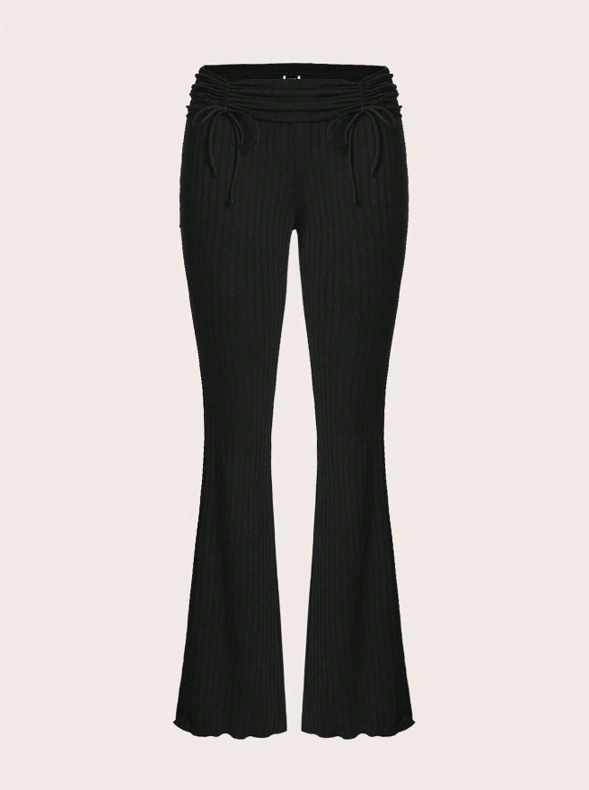 🖤 Pantalones Acampanados con Volantes y Cordón