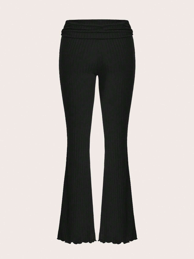 🖤 Pantalones Acampanados con Volantes y Cordón