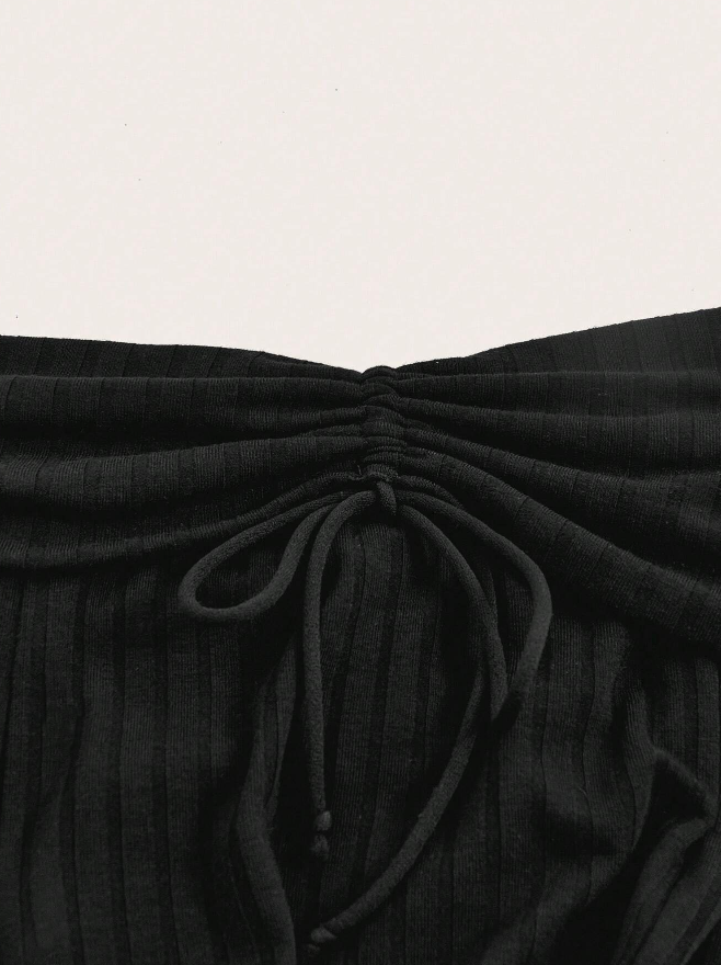 🖤 Pantalones Acampanados con Volantes y Cordón