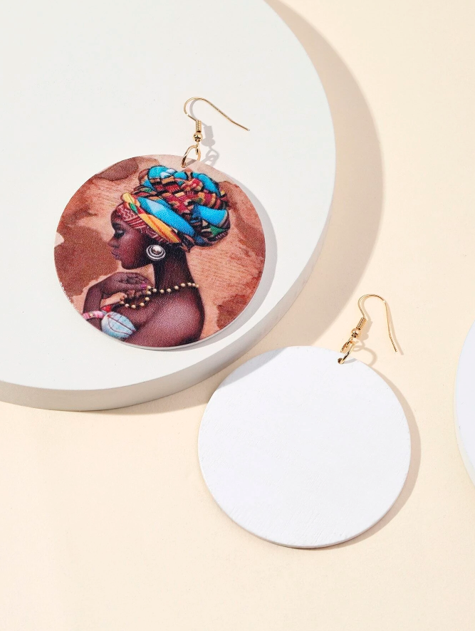 🌺 Pendientes Étnicos – Arte Impreso en Madera