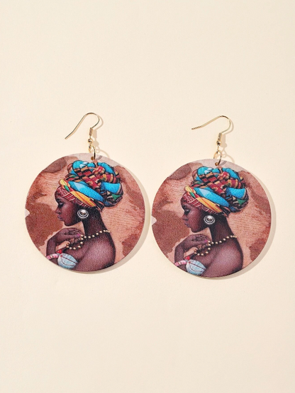 🌺 Pendientes Étnicos – Arte Impreso en Madera