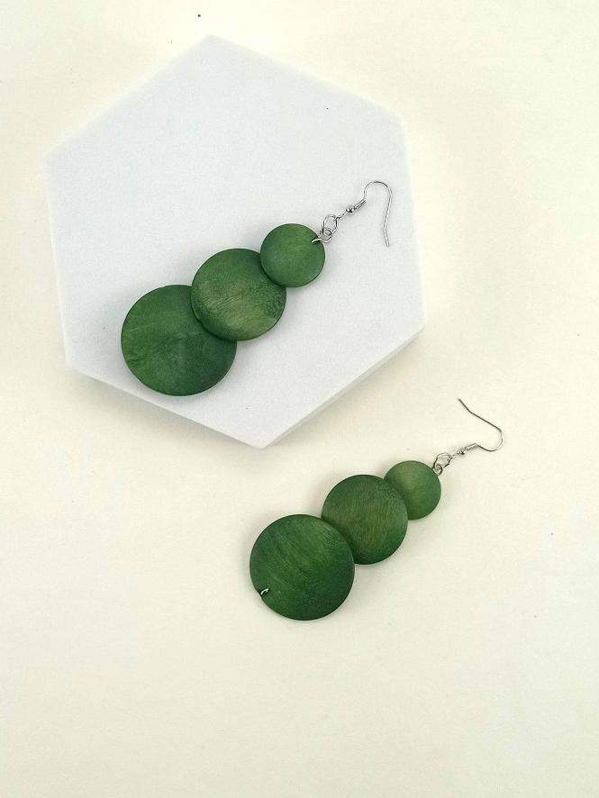 🟢 Pendientes Bohemios – Diseño Geométrico en Madera