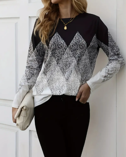 🖤 Camiseta con Cuello Redondo y Estampado de Argyle