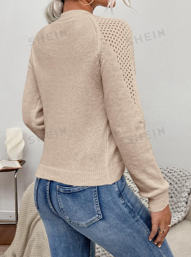 🤎 Jersey de Punto de Malla con Manga Raglán