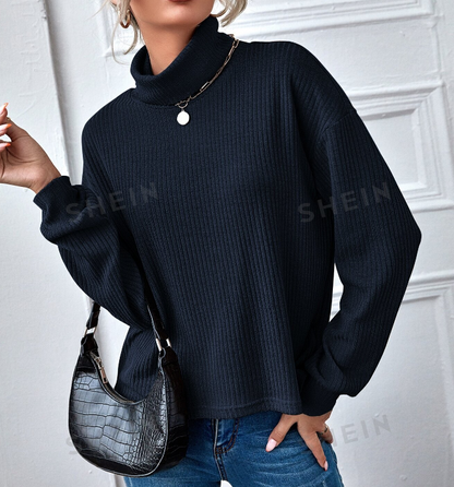 🔵 Top Tejido de Canalé con Cuello Embudo